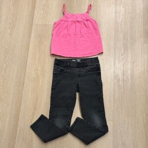 6X girls Pink Tank Top and Black Jeggings